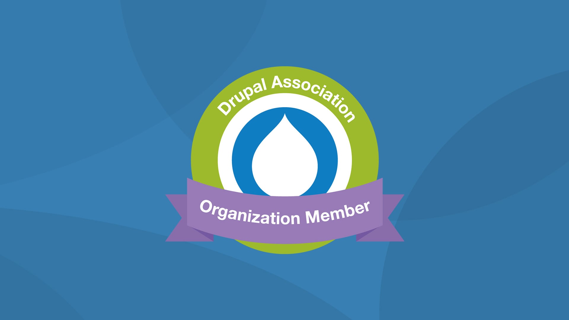 Blau-grün-lila-farbenes Logo der Drupal Association für Organisations Mitglieder