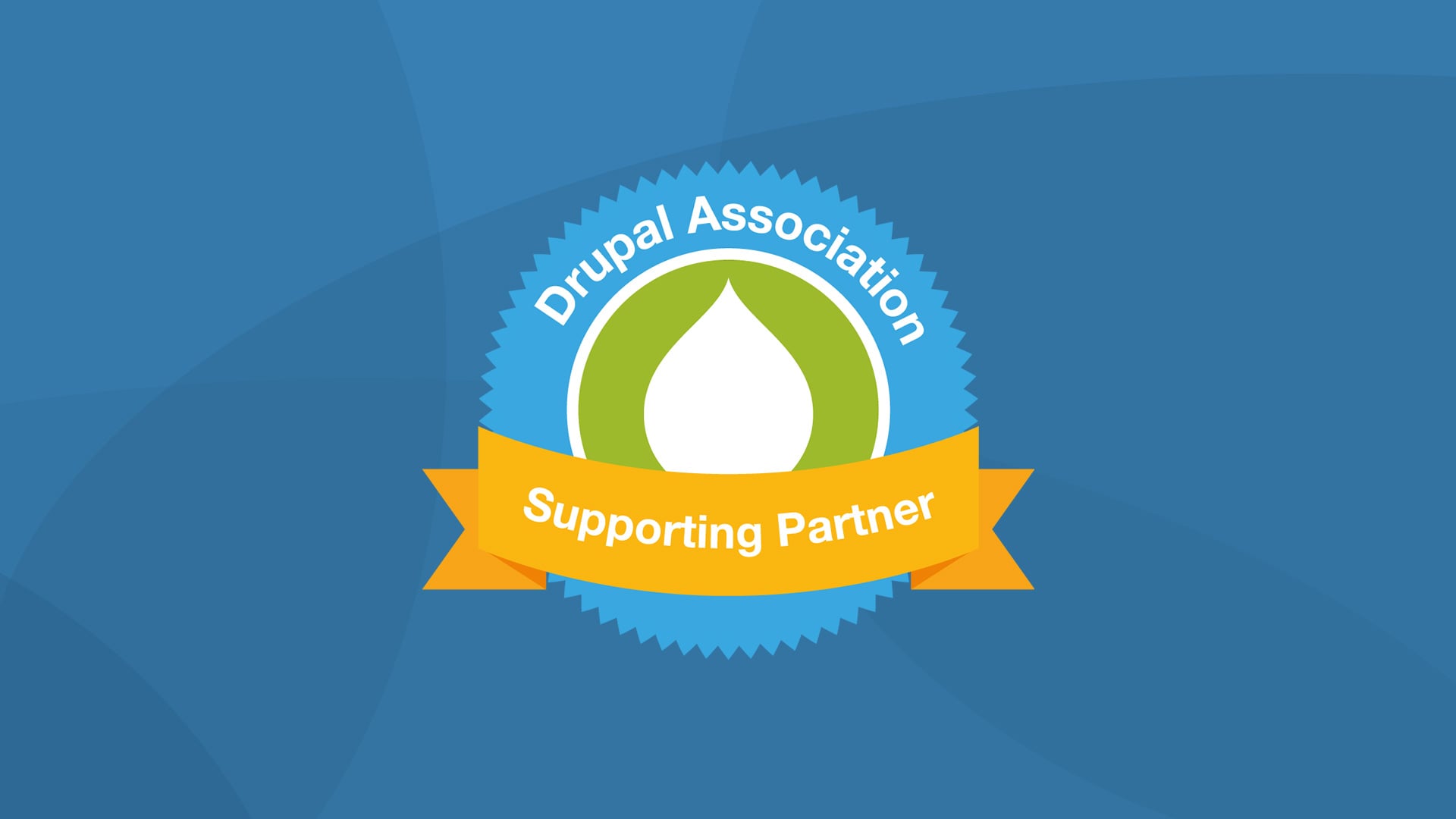 Blau-grün-orange-farbenes Logo der Drupal Association für Supporting Partner