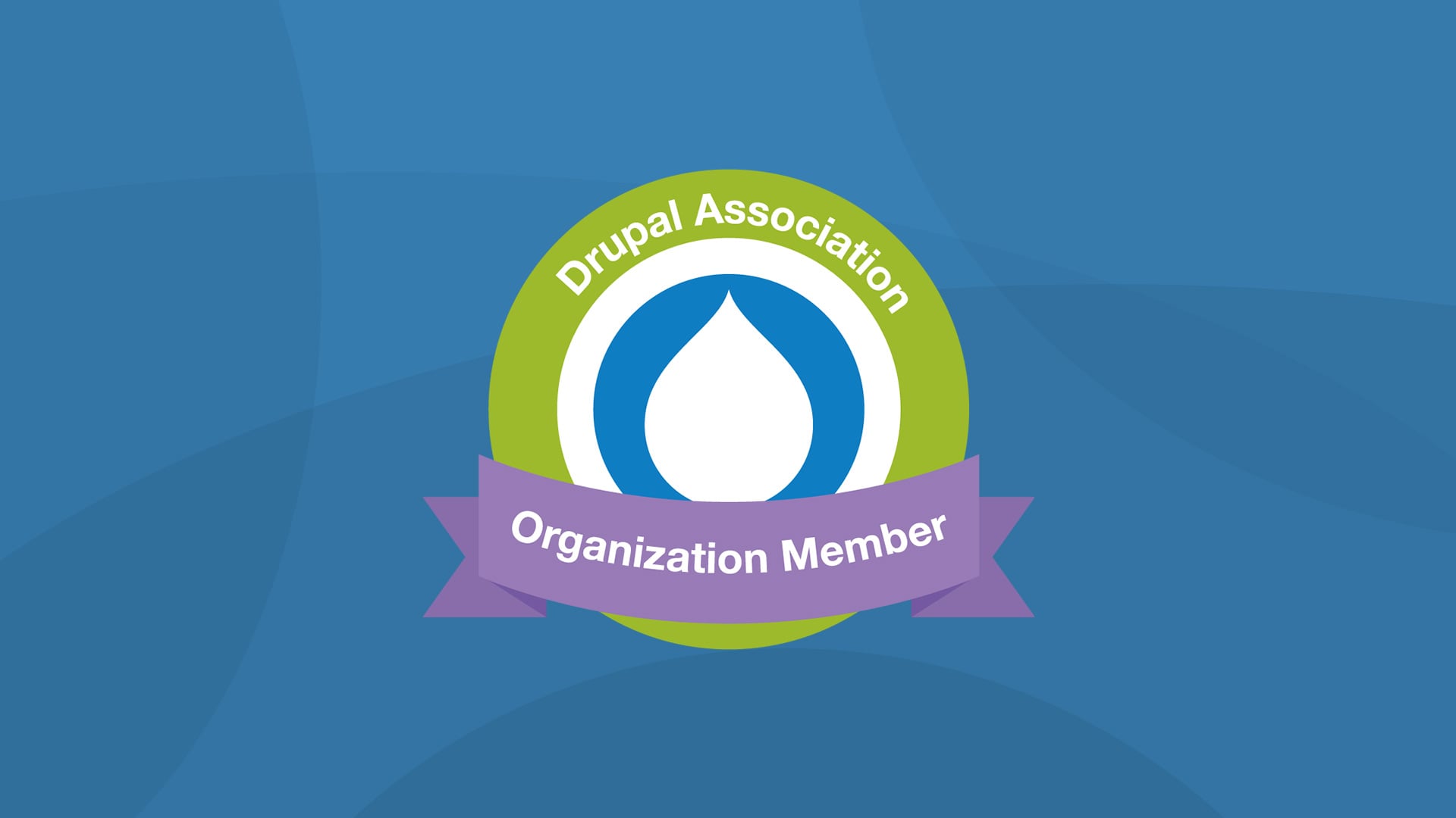 Blau-grün-lila-farbenes Logo der Drupal Association für die Mitglieder