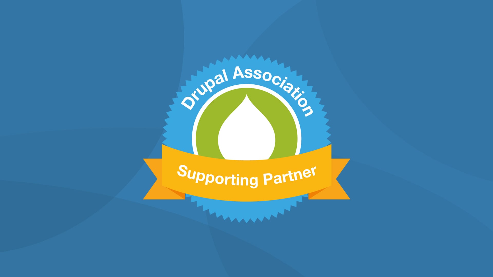 Blau-grün-orange-farbenes Logo der Drupal Association für Supporting Partner