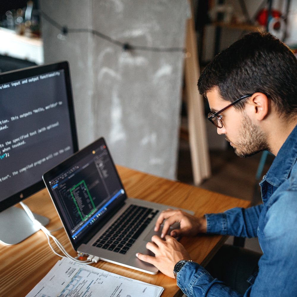 Man working on a laptop