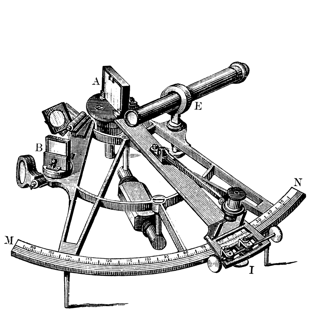 Sextant Gravur eines Sextanten
