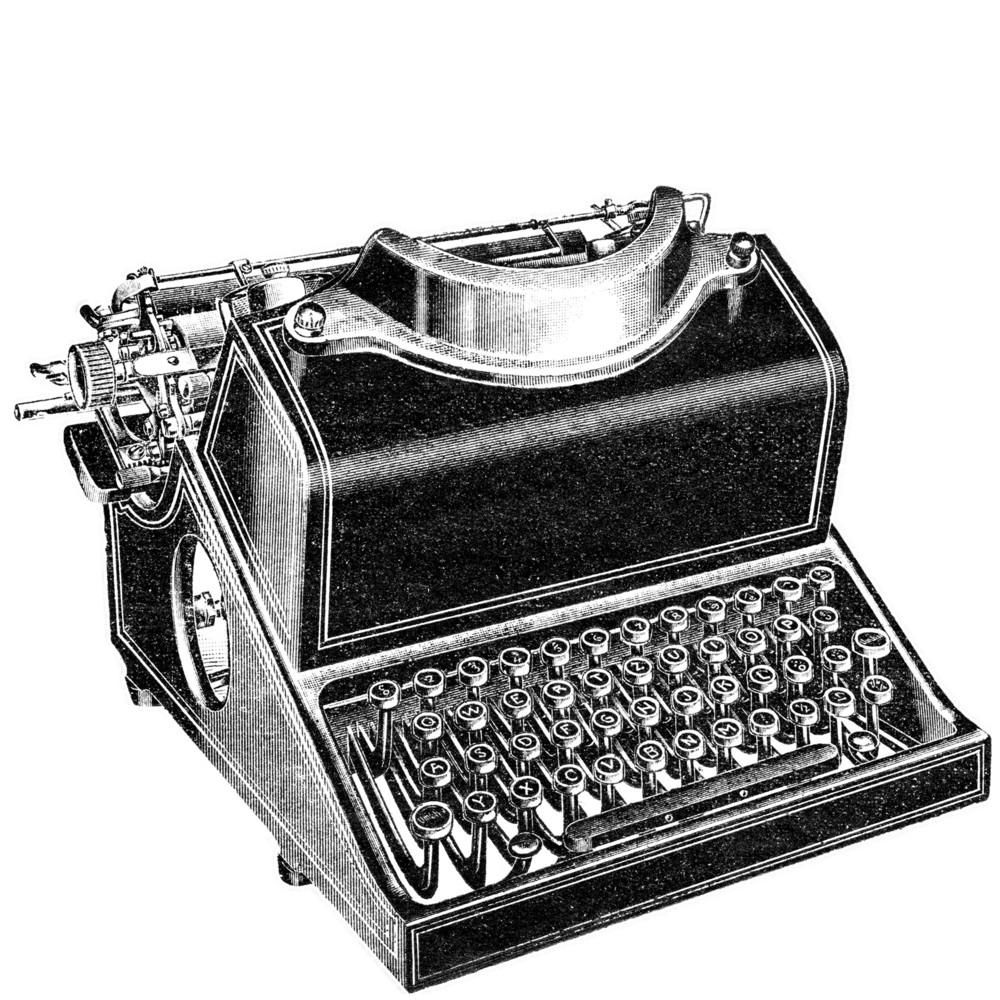 Engraving of a typewriter