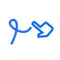 Blue icon something written by hand